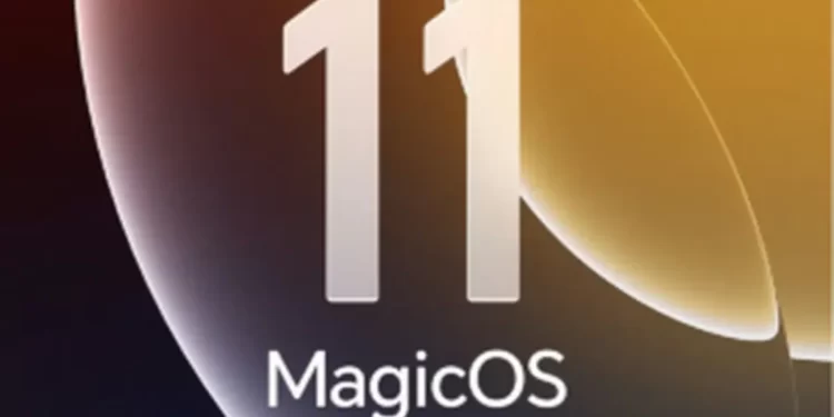 Honor akıllı telefonunda MagicOS 11 beta programını temsil eden arayüz illüstrasyonu