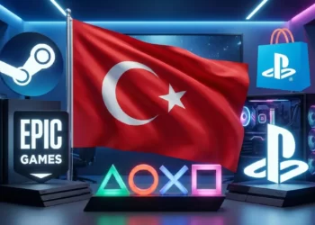 Çocukların dijital oyunlara yaş ve güvenlik denetimiyle erişimini temsil eden illüstrasyon